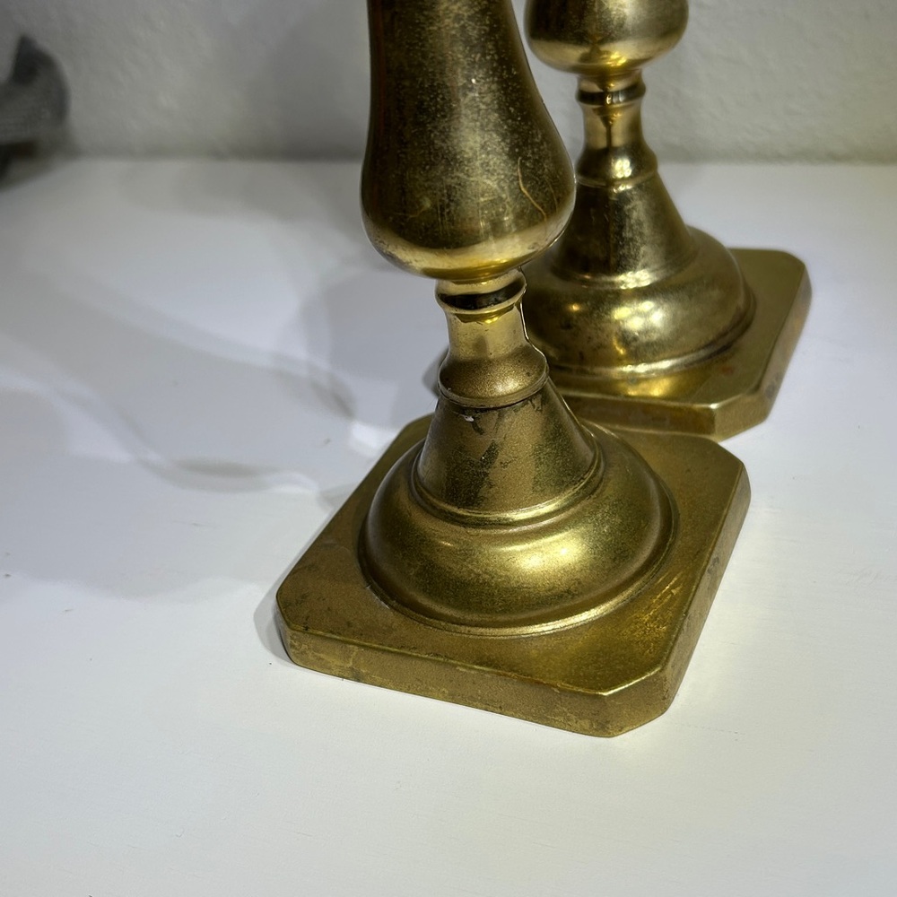 Vintage 60’s Harvin Virginia Metalcrafters Solid Brass Heavy Candlesticks - Picture 4 of 14